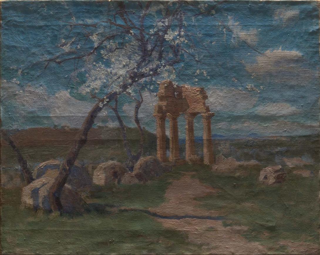 Slider: Raking light, Amandiers et ruines, Sicile (Almond trees and ruins, Sicily) 1887 RUSSELL, John