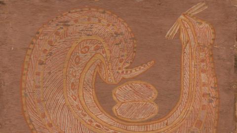 Bark painting depiction of the Rainbow serpent (cropped)