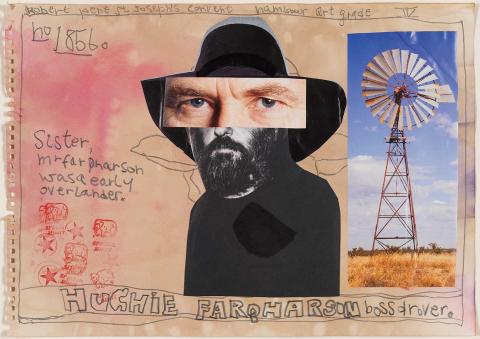 A collaged-together image of a drover, made from photos and drawings