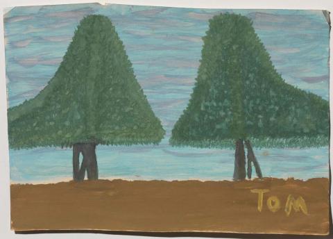 Artwork (Two trees) this artwork made of Gouache on paper