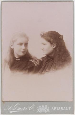 Artwork (Sisters) this artwork made of Albumen photograph on paper mounted on card