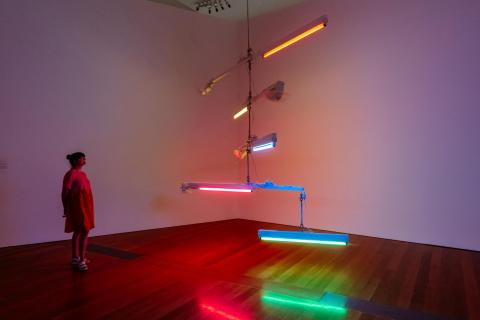 Ross Manning’s Spectra XIII 2017, installed for ’Courage and Beauty’, GOMA, September 2021 / The James C. Sourris AM Collection. Gift of James C. Sourris AM through the Queensland Art Gallery | Gallery of Modern Art Foundation 2023. Donated through the Australian Government's Cultural Gifts Program / © Ross Manning / Photograph: J Ruckli, QAGOMA