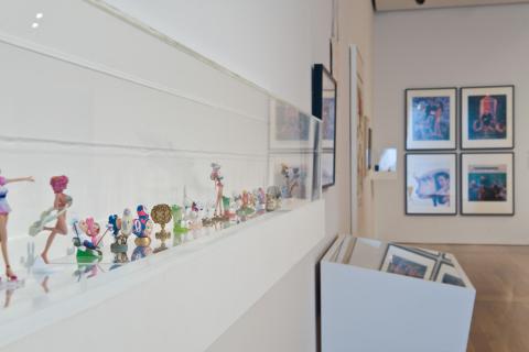 Works installed in a gallery vitrine