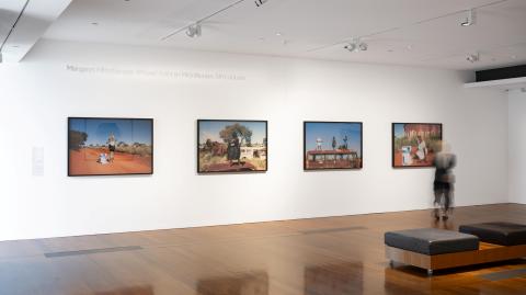 Works from Warakurna – The Force is with us (series) 2017 – by Tony Albert, David C Collins, Lucy Lewis, Joel Spring, Aziah Smythe, Kieran Smythe-Jackson and Braidan Reid – installed for 'Snap Blak', GOMA, September 2025 / Archival pigment print on paper / Gift of the artists through the Queensland Art Gallery | Gallery of Modern Art Foundation 2018 / © Tony Albert/Copyright Agency / Photograph: N Umek, QAGOMA