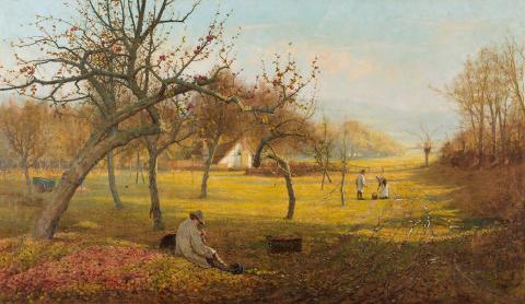 Artwork Season of mists and mellow fruitfulness this artwork made of Oil on canvas, created in 1893-01-01