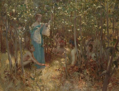 Artwork Una and the fauns this artwork made of Oil on canvas, created in 1880-01-01
