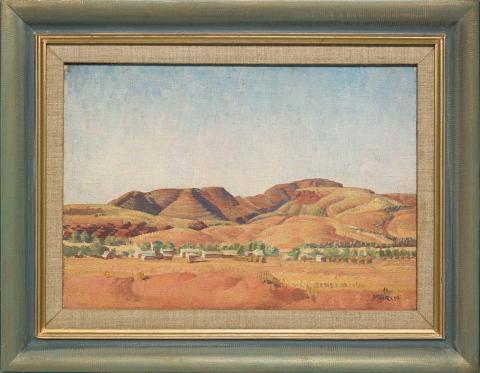 Artwork Hermannsburg this artwork made of Oil on canvas on cardboard, created in 1933-01-01