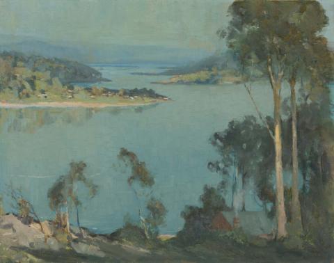 Artwork Morning, Brisbane waters this artwork made of Oil on canvas, created in 1927-01-01