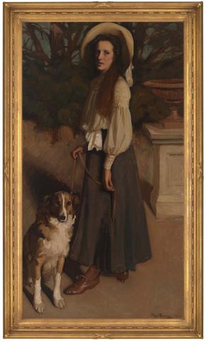 Artwork Jessie with the dog this artwork made of Oil on canvas, created in 1904-01-01