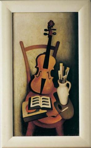 Artwork The violin this artwork made of Oil on canvas, created in 1939-01-01
