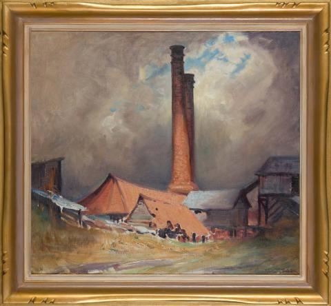 Artwork Albion Stacks this artwork made of Oil on canvas on composition board, created in 1944-01-01