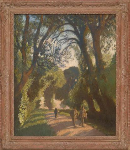 Artwork The avenue this artwork made of Oil on canvas laid down on hardboard, created in 1933-01-01