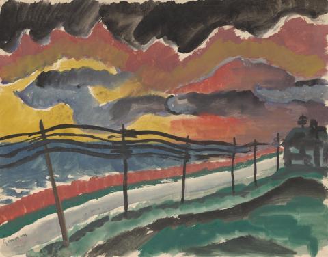 Artwork Sunset this artwork made of Gouache over pencil on paper, created in 1933-01-01