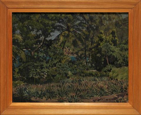 Artwork Tropical landscape this artwork made of Oil on canvas on plywood, created in 1940-01-01