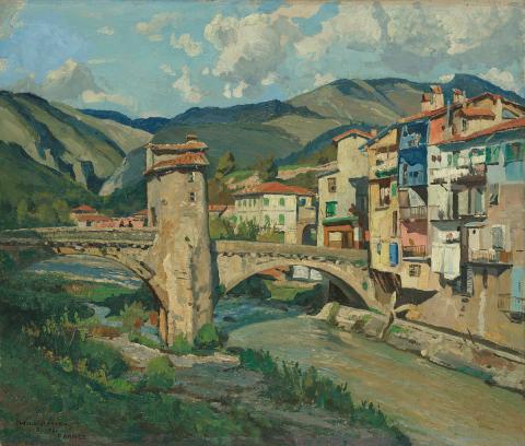 Artwork Sospel, France this artwork made of Oil on canvas laid down on plywood, created in 1936-01-01