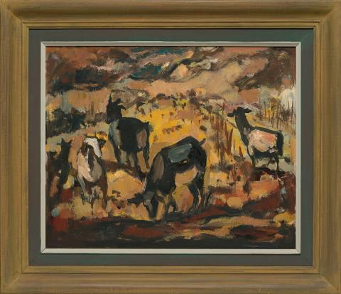 Artwork The goats this artwork made of Oil on composition board, created in 1956-01-01