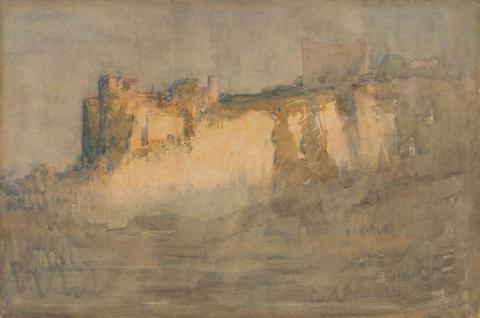 Artwork Study for 'Chepstow Castle' this artwork made of Watercolour on wove paper, created in 1890-01-01