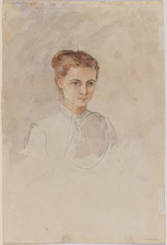 Artwork (Portrait of a woman) this artwork made of Watercolour over pencil on wove paper, created in 1883-01-01
