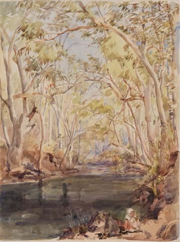 Artwork Mistake Creek this artwork made of Watercolour over pencil on wove paper, created in 1884-01-01