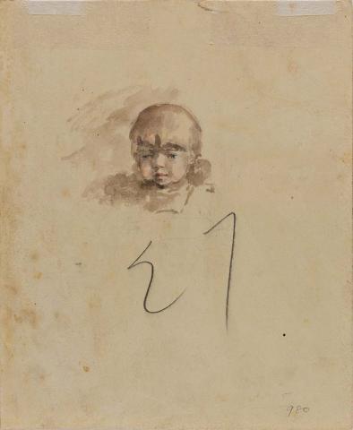 Artwork (Baby's head) this artwork made of Watercolour over pencil on wove paper, created in 1883-01-01