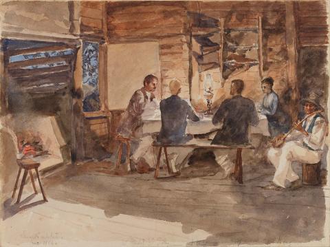 Artwork Lanark Outstation this artwork made of Watercolour over pencil on wove paper, created in 1884-01-01