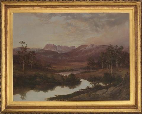 Artwork Ben Lomond and the valley of the South Esk from near Avoca this artwork made of Oil on canvas, created in 1879-01-01