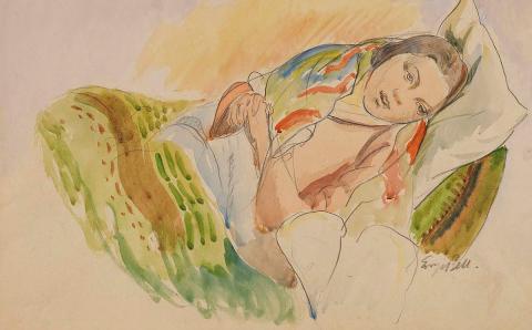Artwork Resting this artwork made of Watercolour and pencil on cream wove paper, created in 1925-01-01