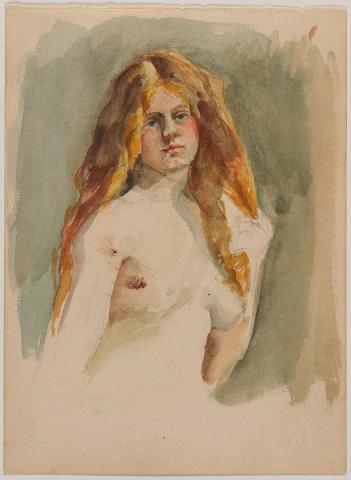 Artwork Study of a girl this artwork made of Watercolour over pencil on wove paper, created in 1905-01-01