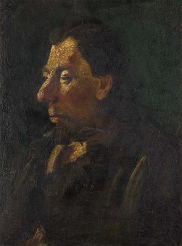 Artwork (Portrait, thought to be Disraeli) this artwork made of Oil on canvas on composition board, created in 1840-01-01