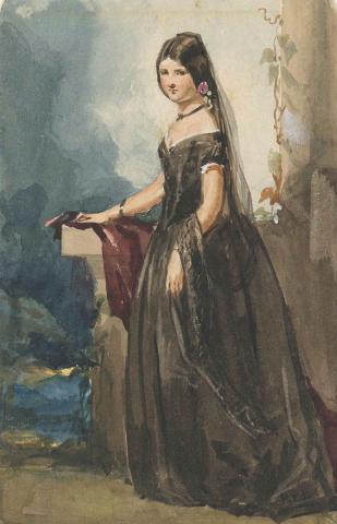 Artwork Lady in a mantilla this artwork made of Watercolour on wove paper, created in 1820-01-01