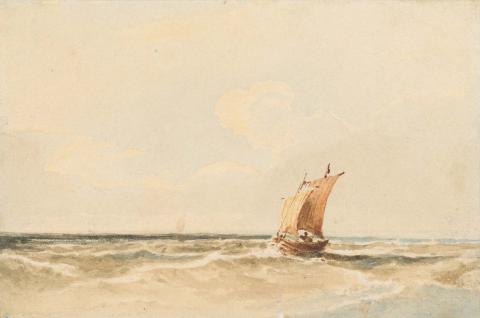 Artwork Small two-masted sailboat this artwork made of Watercolour on wove paper, created in 1840-01-01