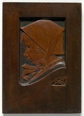 Artwork Plaque:  Pat this artwork made of Wood, carved low relief, created in 1925-01-01