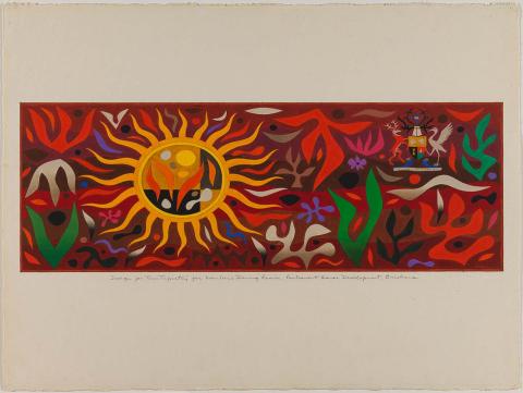 Artwork Design for 'Sun tapestry' this artwork made of Pencil and gouache on thick wove paper, created in 1976-01-01
