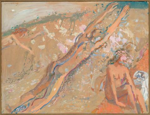 Artwork Swimmer diagonal this artwork made of Oil on linen canvas, created in 1976-01-01