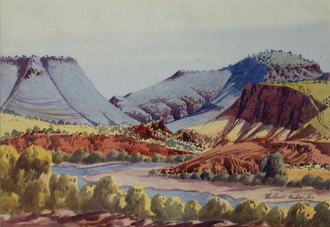 Artwork River range this artwork made of Watercolour on thin smooth cream paper on cardboard, created in 1955-01-01