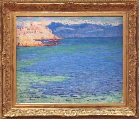 Artwork Antibes (View from Hotel Jouve, plage de la Sallis, looking towards the medieval walls and the Grimaldi Castle, Antibes) this artwork made of Oil