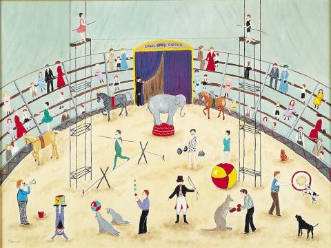 Artwork The circus this artwork made of Oil on composition board, created in 1978-01-01