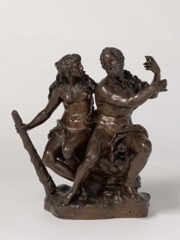 Artwork Hercules and Omphale this artwork made of Bronze, brown patina, created in 1685-01-01