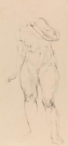 Artwork Untitled (sketch of a standing nude female figure) this artwork made of Pencil
