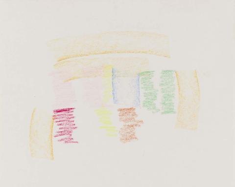 Artwork (Untitled) this artwork made of Coloured wax crayons and pencil on wove paper, created in 1983-01-01