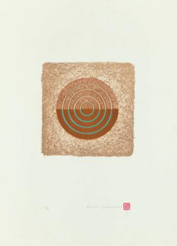 Artwork (Sand print) this artwork made of Lithograph, sand and cane on Magnani paper, created in 1982-01-01