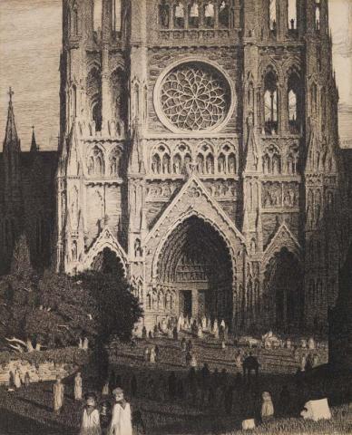 Artwork A Gothic facade this artwork made of Pen and ink on paper, created in 1919-01-01