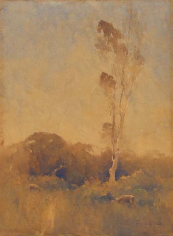 Artwork Afternoon landscape, Homebush this artwork made of Watercolour on wove paper, created in 1915-01-01