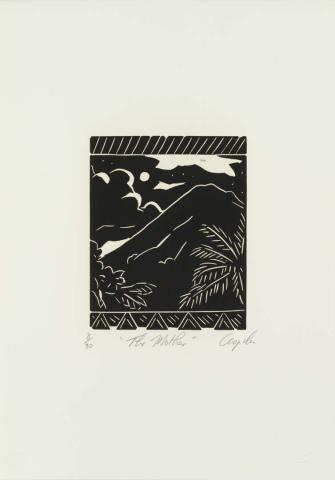 Artwork The mother (from 'The spirit from the sea' portfolio) this artwork made of Linocut
