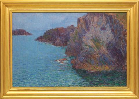 Artwork La Pointe de Morestil par mer calme (Calm sea at Morestil Point) this artwork made of Oil on canvas, created in 1901-01-01