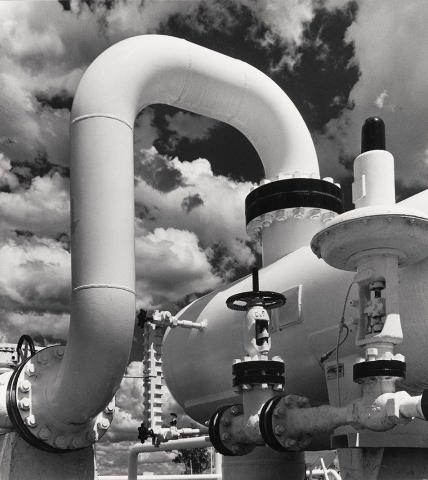 Artwork Gas works at Roma, Queensland this artwork made of Gelatin silver photograph on paper, created in 1970-01-01