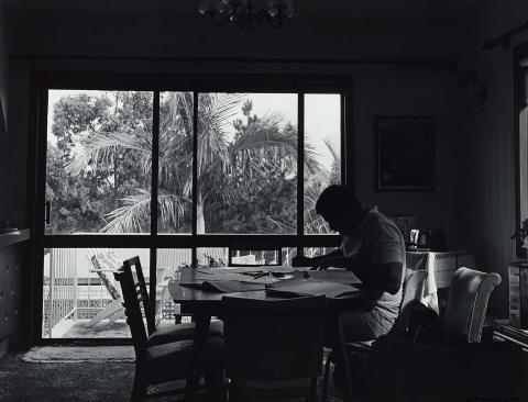 Artwork 25 April 1987, Shailer Park - John was studying for accounting exams at his wife's parents house (from 'Journeys north' portfolio) this artwork made of Gelatin silver photograph on paper, created in 1987-01-01