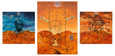 Artwork Triptych:  Requiem, Of Grandeur, Empire this artwork made of Oil and photograph