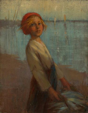 Artwork The fisher girl this artwork made of Oil on canvas, created in 1900-01-01