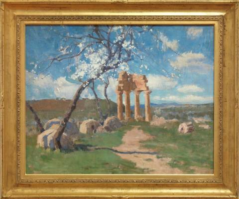 Artwork Amandiers et ruines, Sicile (Almond trees and ruins, Sicily) this artwork made of Oil on canvas, created in 1887-01-01